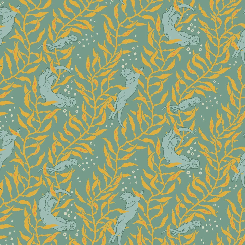 Otters Mid Blue Organic Poplin
