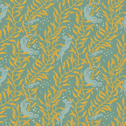 Otters Mid Blue Organic Poplin