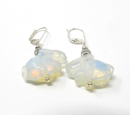 RABBIT EARRINGS - Handcrafted animal earrings designed for spring and summer, showcasing charming bunny rabbit motifs in natural stones.
