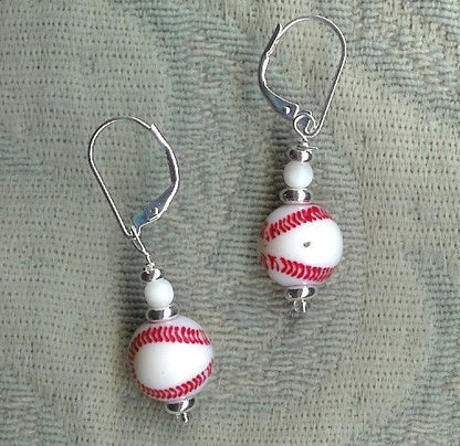 Fun baseball novelty earrings - sport gift, demonstrating quality craftsmanship with secure closure for active baseball fans.