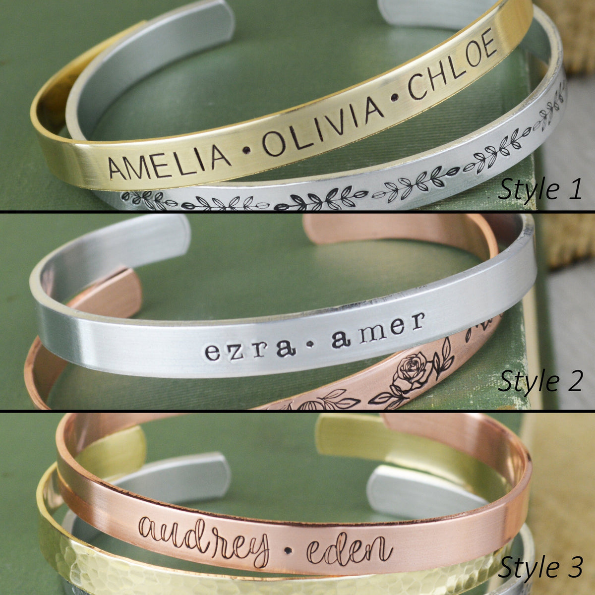 Design Your Own Custom Bracelet • Custom Kids Name Layering Cuff • Personalized Skinny Stacking Bracelet • New Mom and Grandmother Gift