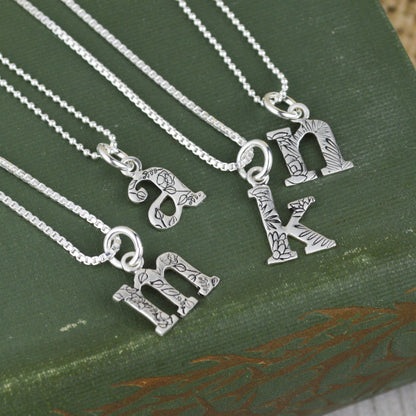 Stamped Custom Initial Necklace in Sterling Silver 
