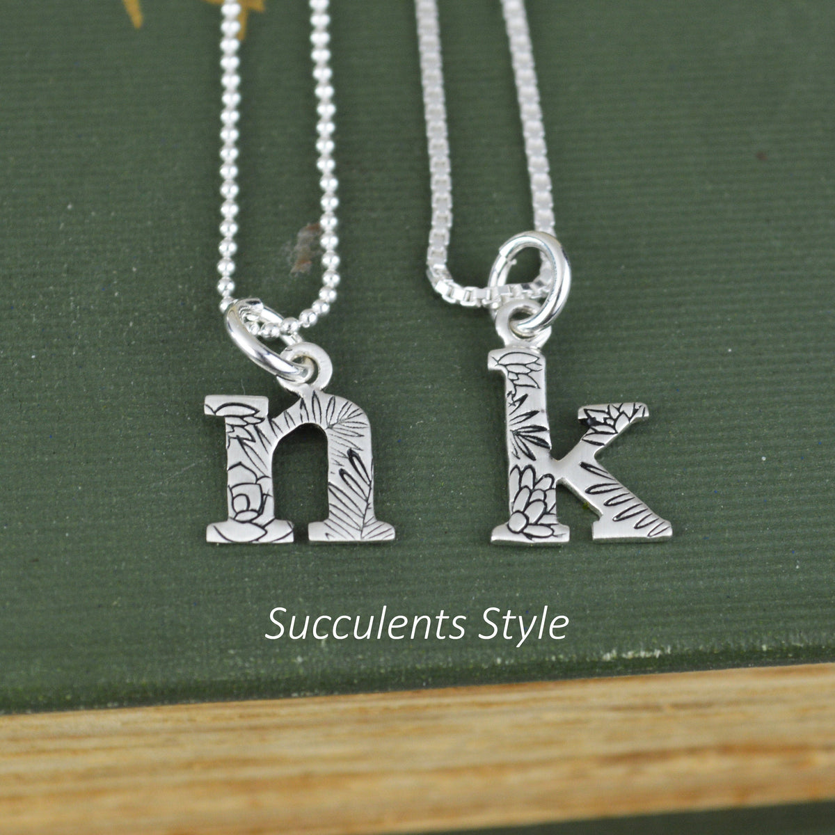 Stamped Custom Initial Necklace in Sterling Silver 