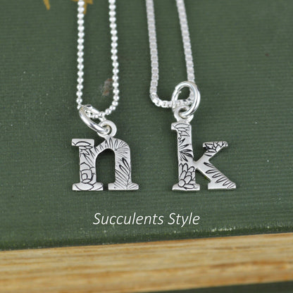 Stamped Custom Initial Necklace in Sterling Silver 