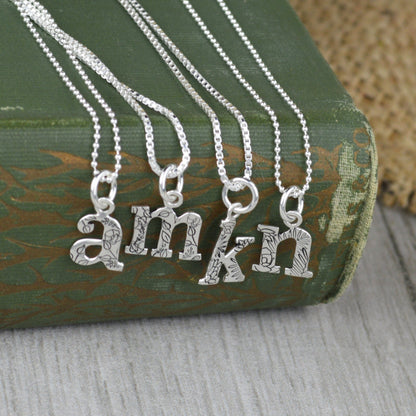 Stamped Custom Initial Necklace in Sterling Silver 