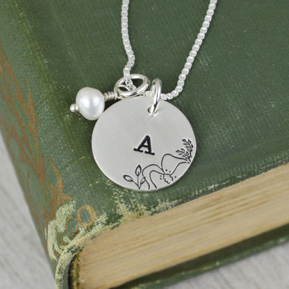 Floral Initial Necklace 