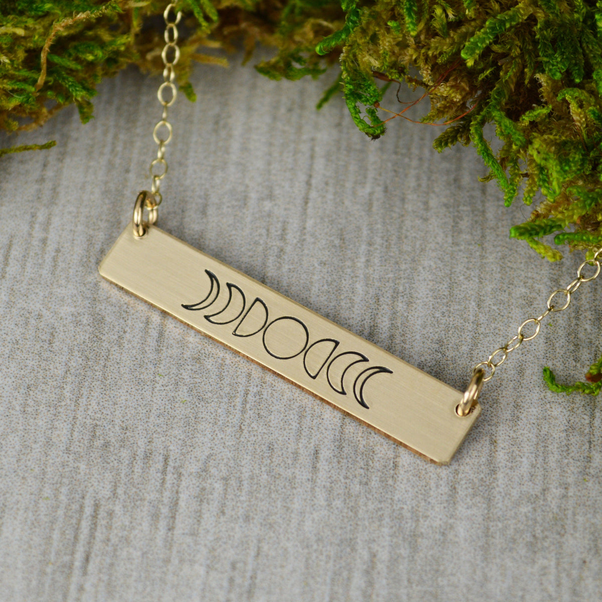 Moon Phases Skinny Bar Necklace 