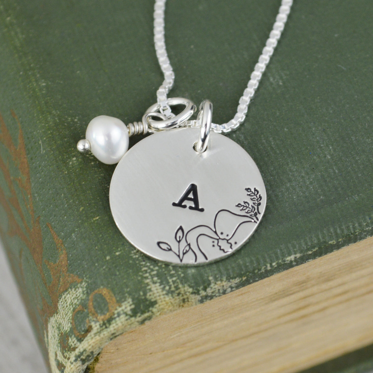 Floral Initial Necklace 