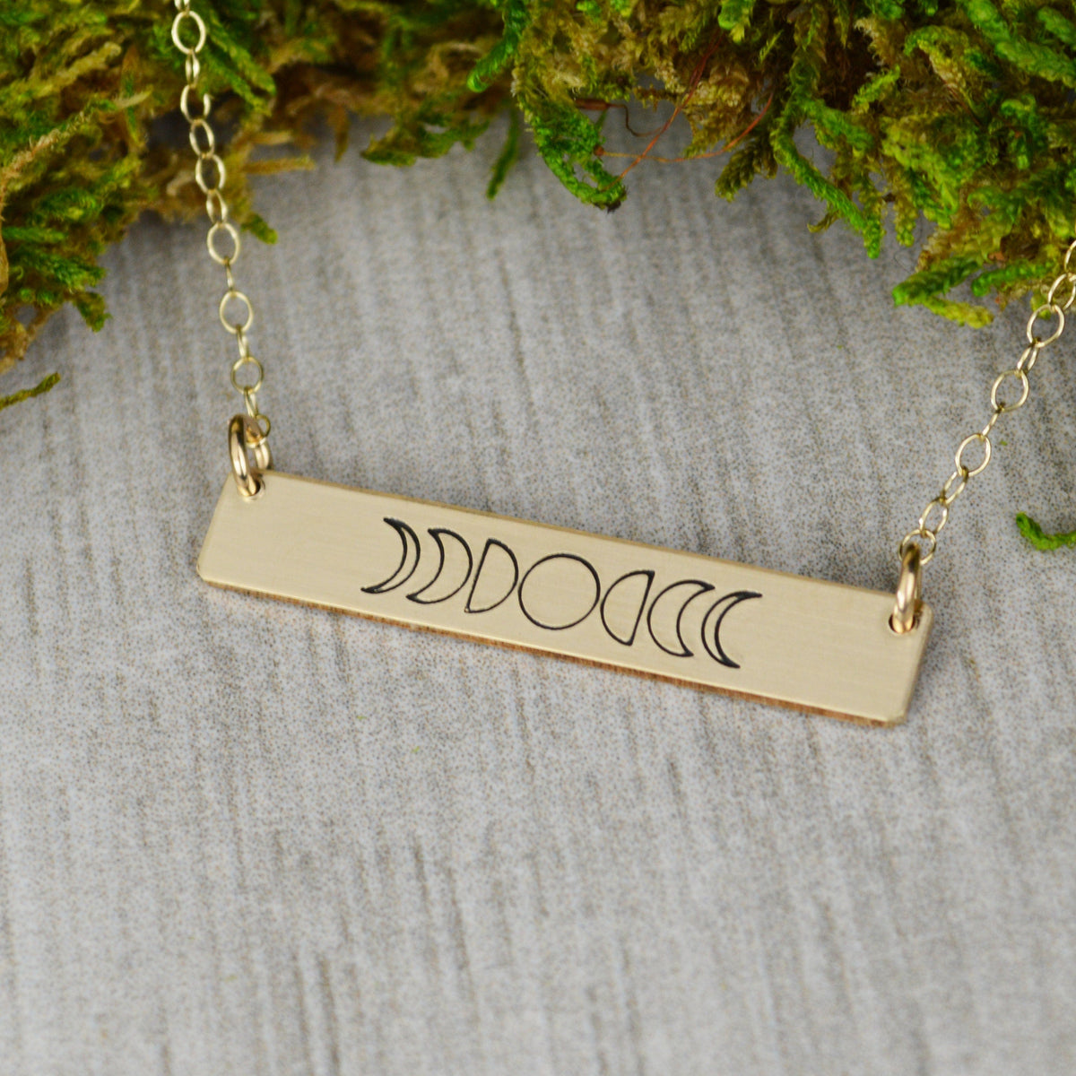 Moon Phases Skinny Bar Necklace 
