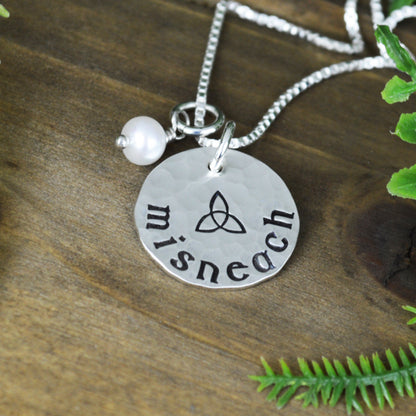Misneach Necklace with Freshwater Pearl 