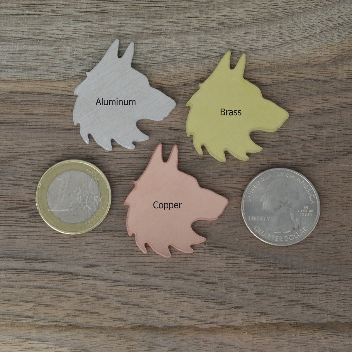 Wolf in the Poppies Handstamped Pet ID Tag 