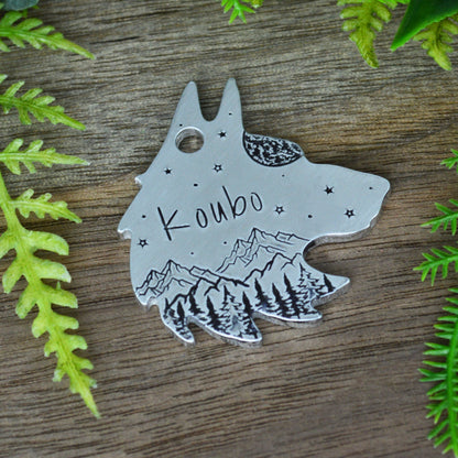 Moonlit Range Handstamped Pet ID Tag 