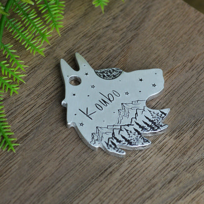 Moonlit Range Handstamped Pet ID Tag 