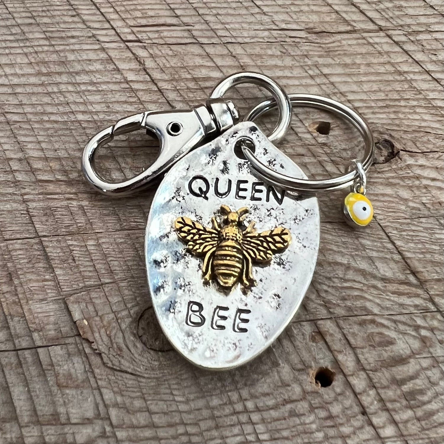 SariBlue® Queen Bee Charm and Evil Eye Keychain