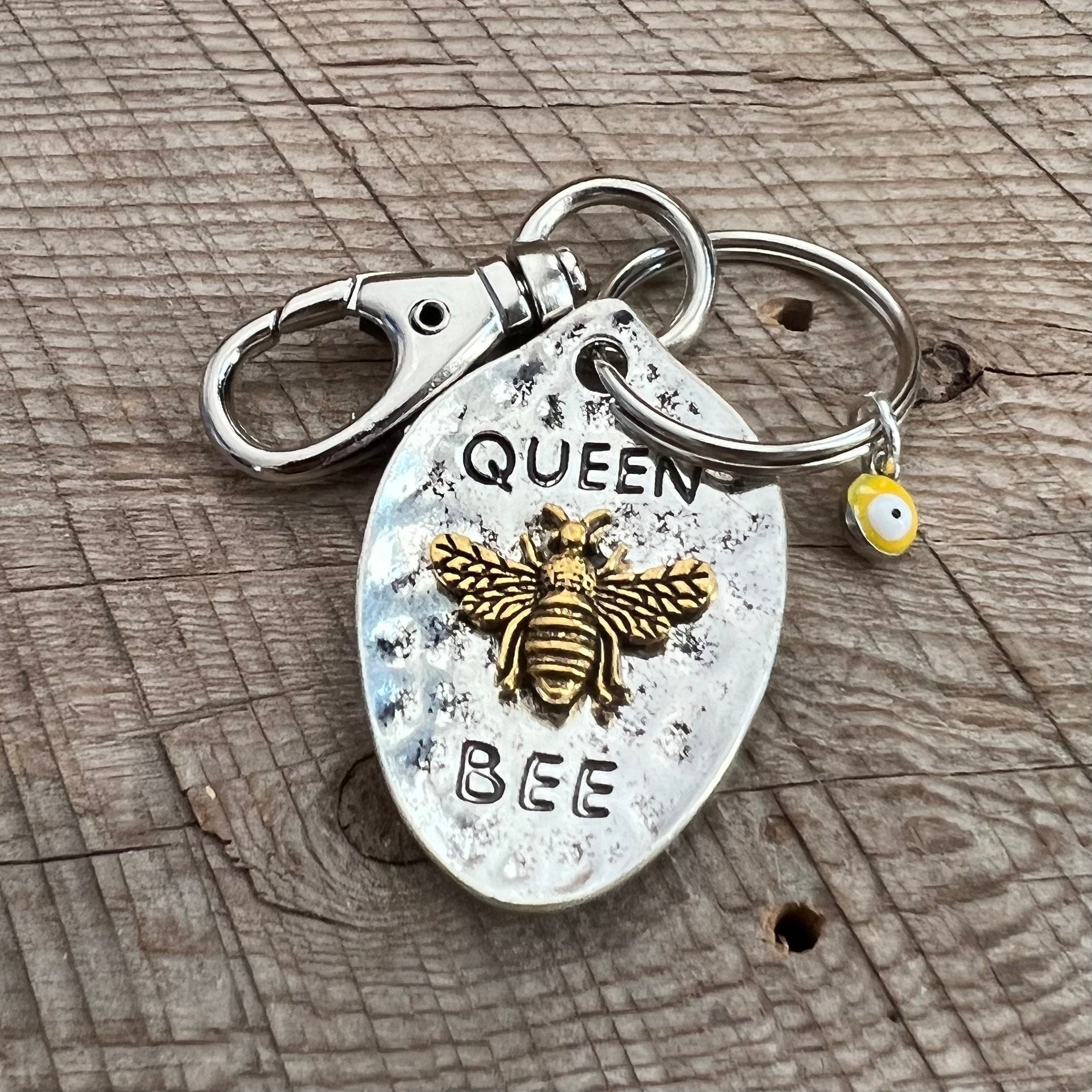 SariBlue® Queen Bee Charm and Evil Eye Keychain