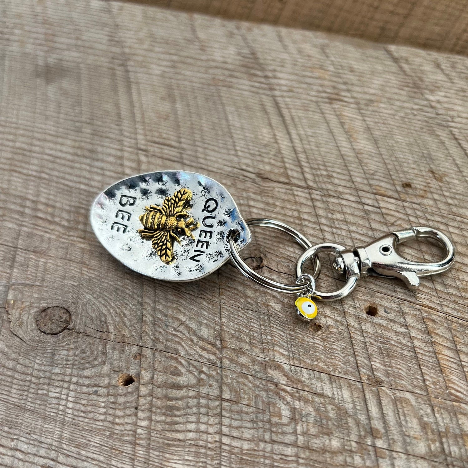 SariBlue® Queen Bee Charm and Evil Eye Keychain