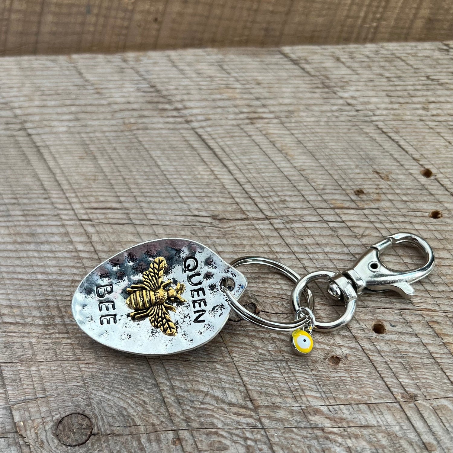 SariBlue® Queen Bee Charm and Evil Eye Keychain