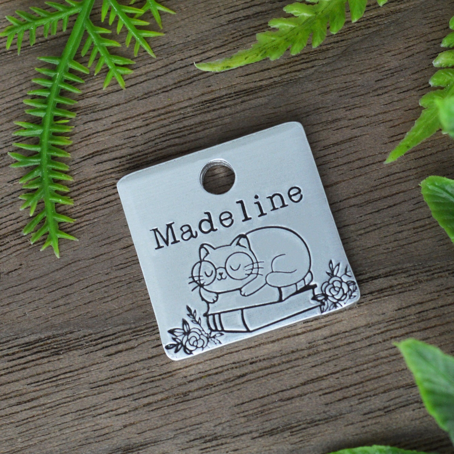 Literary Feline Hand Stamped Cat Tag 