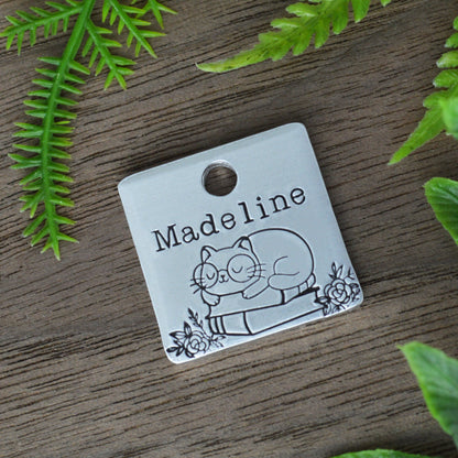 Literary Feline Hand Stamped Cat Tag 