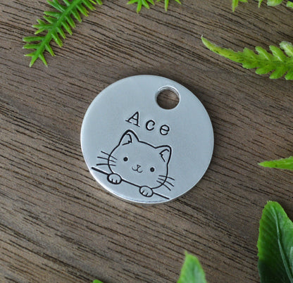 Peek-a-Boo Cat Hand Stamped Cat Tag 