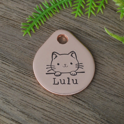 Simple Kitten Hand Stamped Cat Tag 
