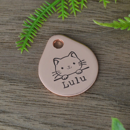 Simple Kitten Hand Stamped Cat Tag 
