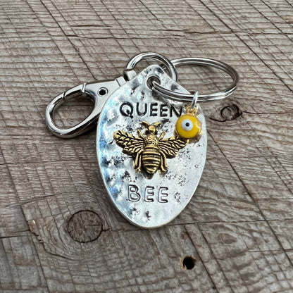 SariBlue® Queen Bee Charm and Evil Eye Keychain