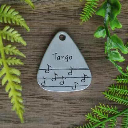 Musical Pup Hand Stamped Dog Collar Tag 