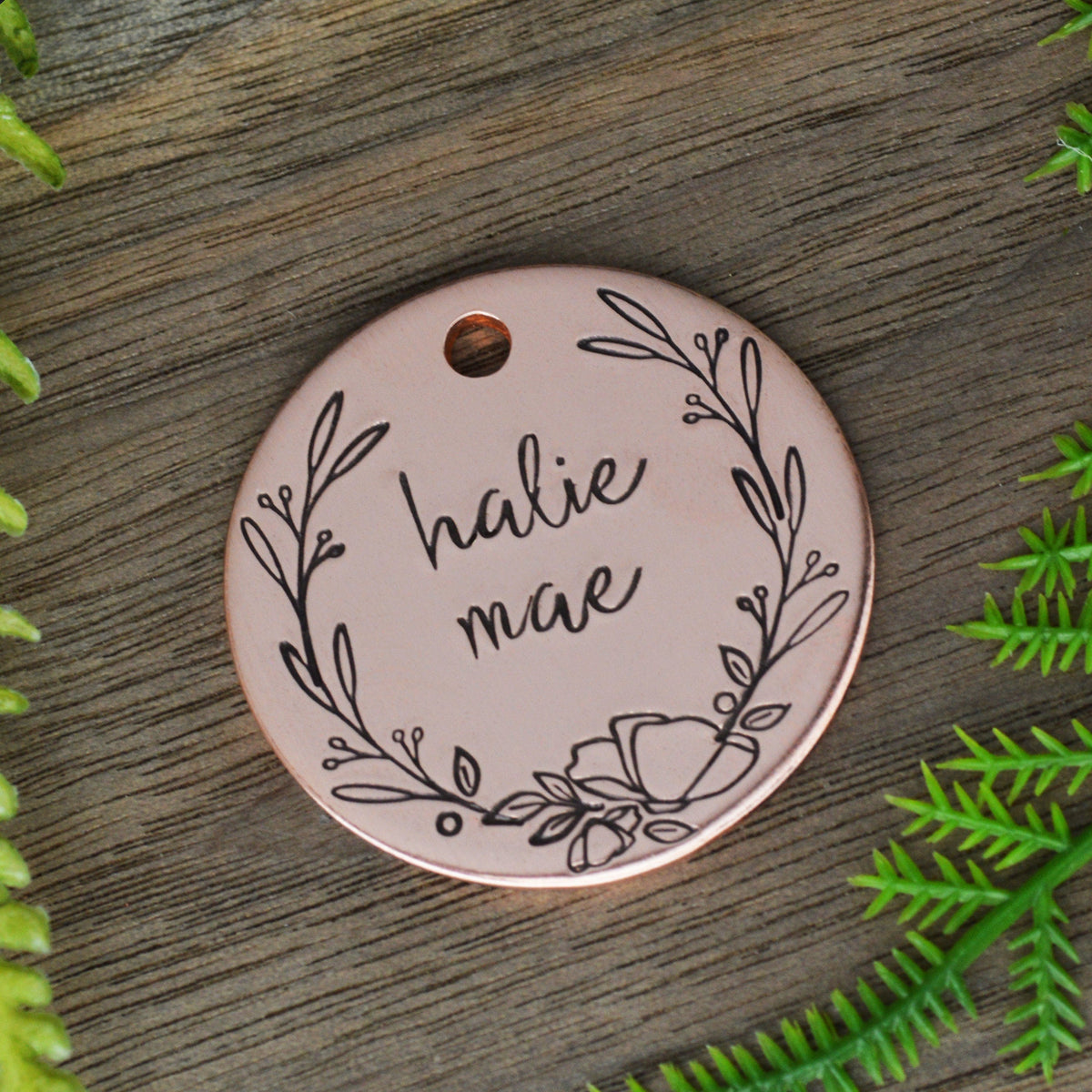 Poppy Wreath Hand Stamped Dog Tag 