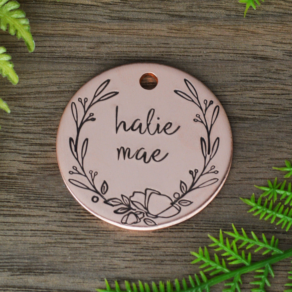 Poppy Wreath Hand Stamped Dog Tag 
