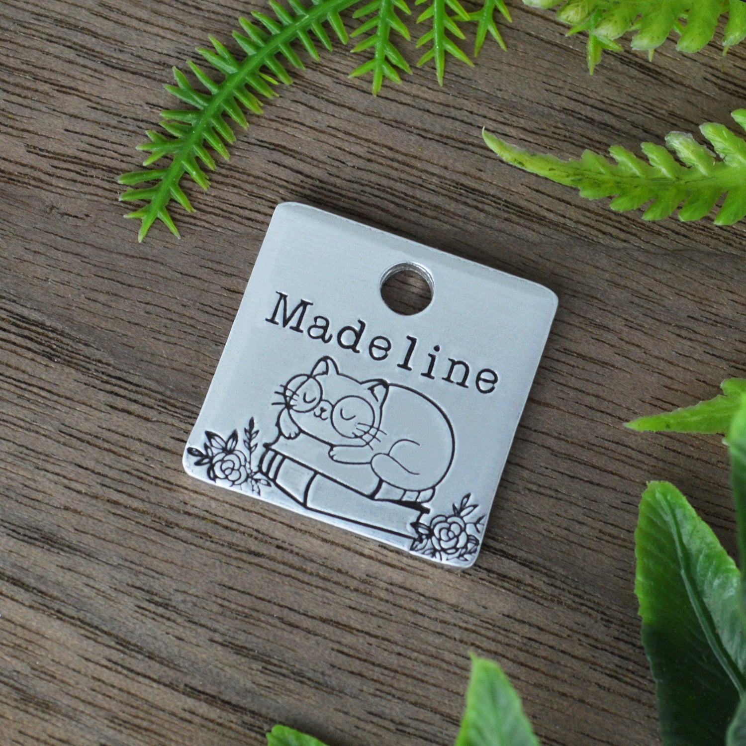 Literary Feline Hand Stamped Cat Tag 