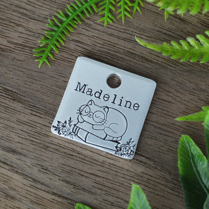 Literary Feline Hand Stamped Cat Tag 