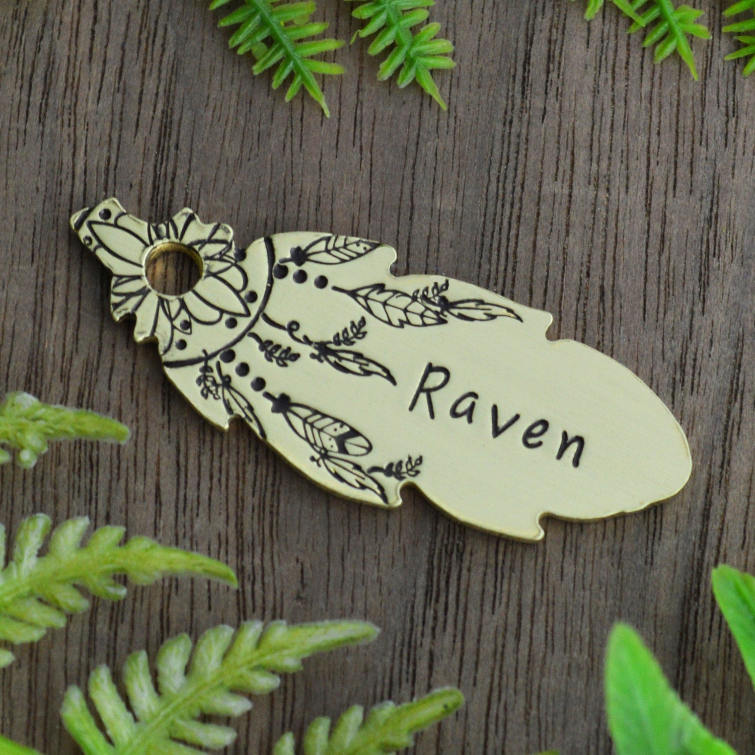 Dreamcatcher Hand Stamped Dog Tag 