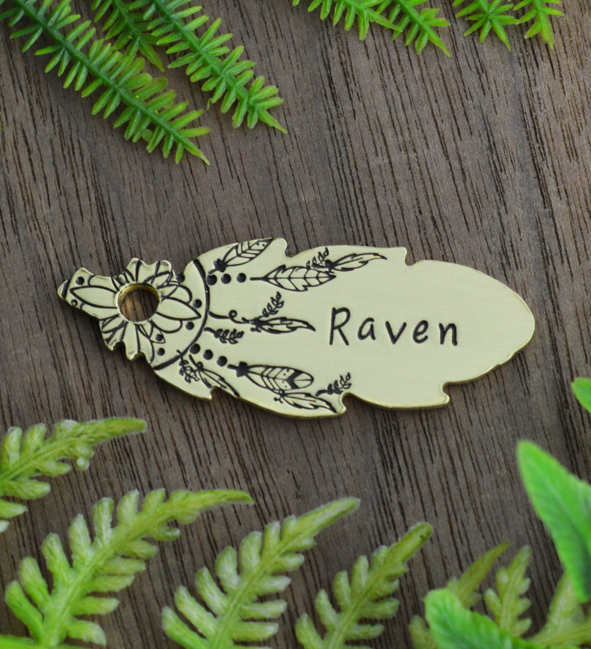 Dreamcatcher Hand Stamped Dog Tag 