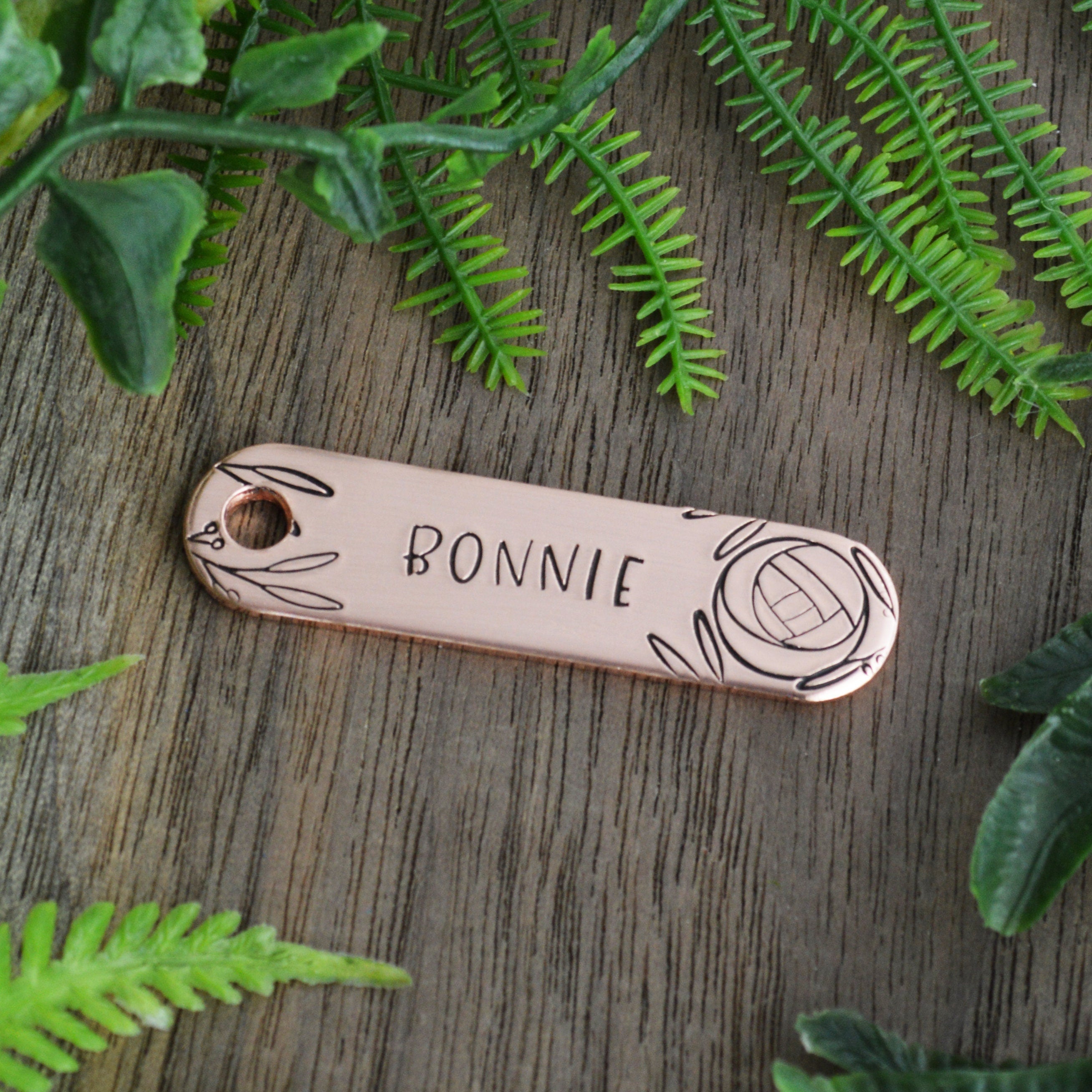 Scottish Rose Hand Stamped Dog Tag 