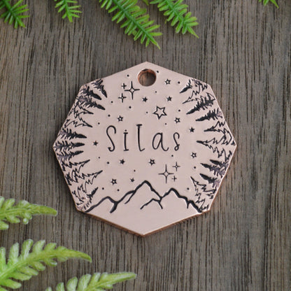Above the Peaks Hand Stamped Dog Collar Tag 