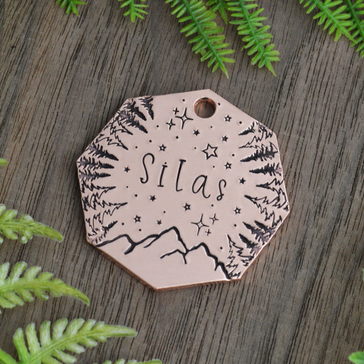 Above the Peaks Hand Stamped Dog Collar Tag 