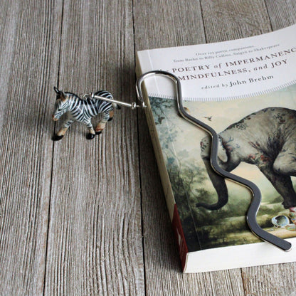 Zebra Bookmark - intricately detailed porcelain zebra figurine bookmark, ideal gift for zebra lovers and librarians.