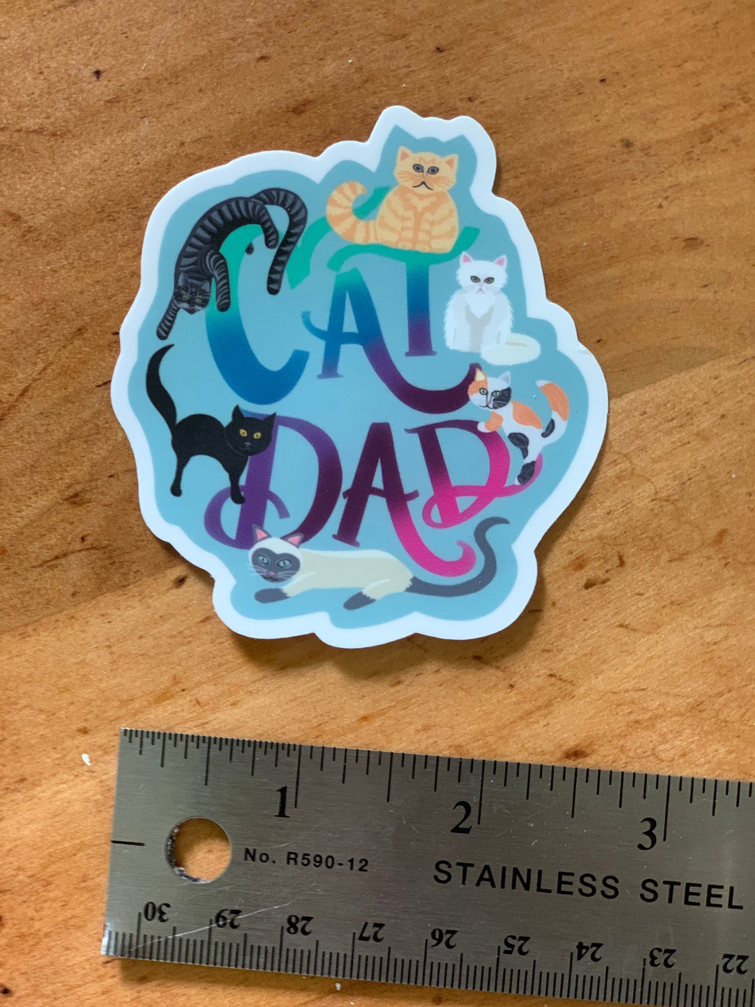 Cat Dad Sticker – Waterproof Vinyl Decal for Laptop, Water Bottle – Original Illustration
