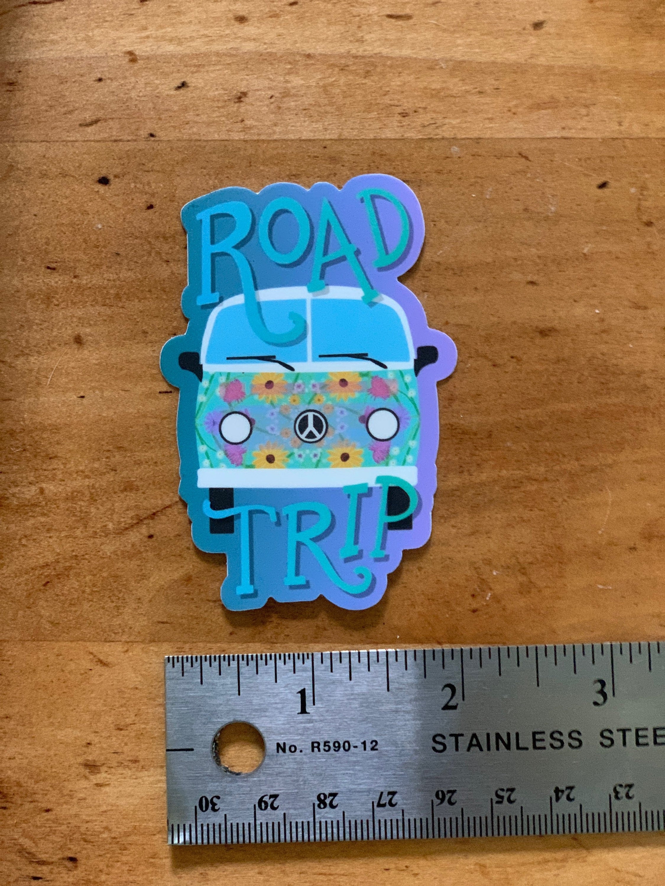 Vintage Road Trip Van Sticker | Floral Adventure Decal (3&amp;quot; Waterproof Vinyl)