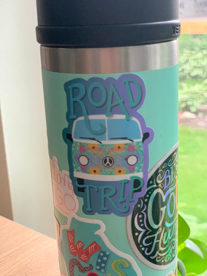 Vintage Road Trip Van Sticker | Floral Adventure Decal (3&amp;quot; Waterproof Vinyl)