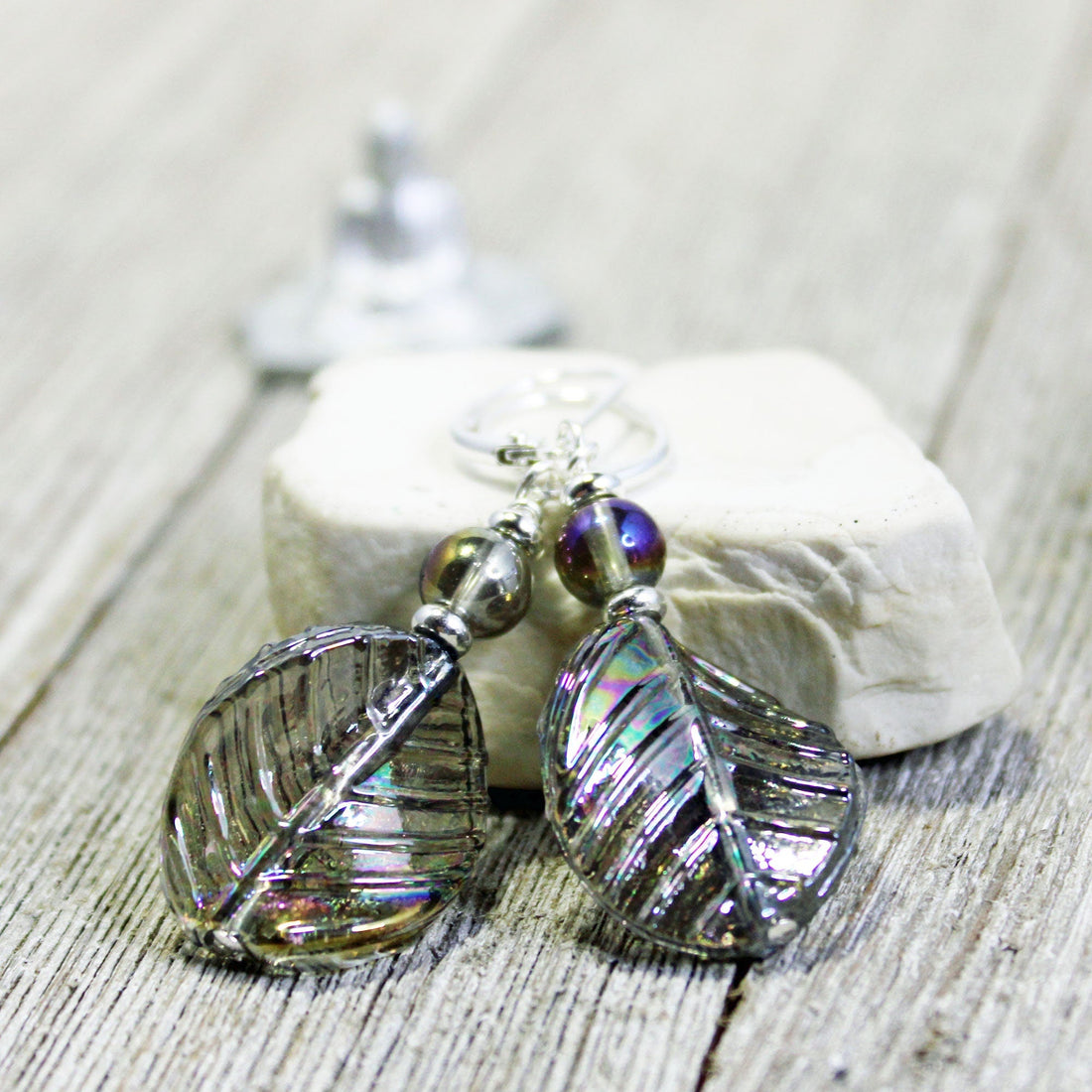 The Shimmering Crystal Leaf Earrings - Nature Lover&