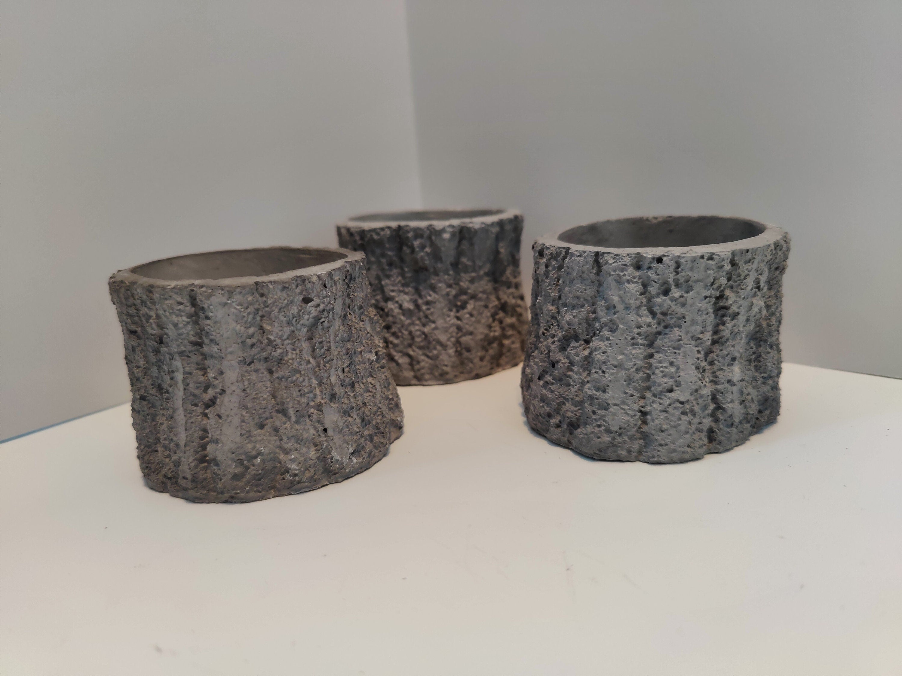 Handmade Concrete Tree Stump Planter