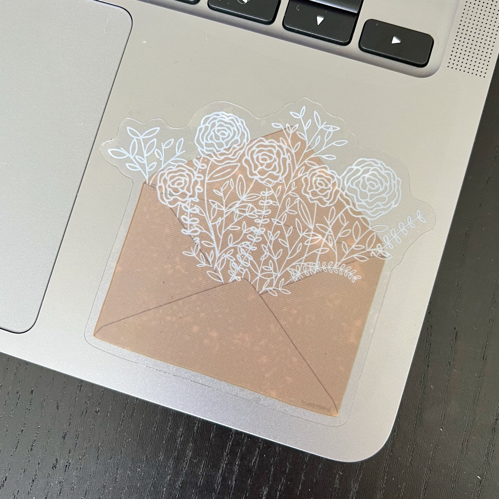 White botanical linework envelope sticker