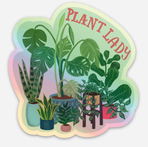 Plant Lady Holographic Sticker | Botanical Vinyl Decal (Waterproof)