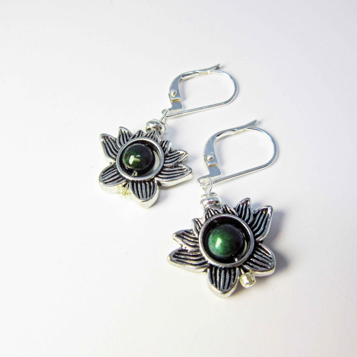 Lotus Flower Earrings with Color Changing Mood Bead - Zen Jewelry Gift for Growth &amp; Calm