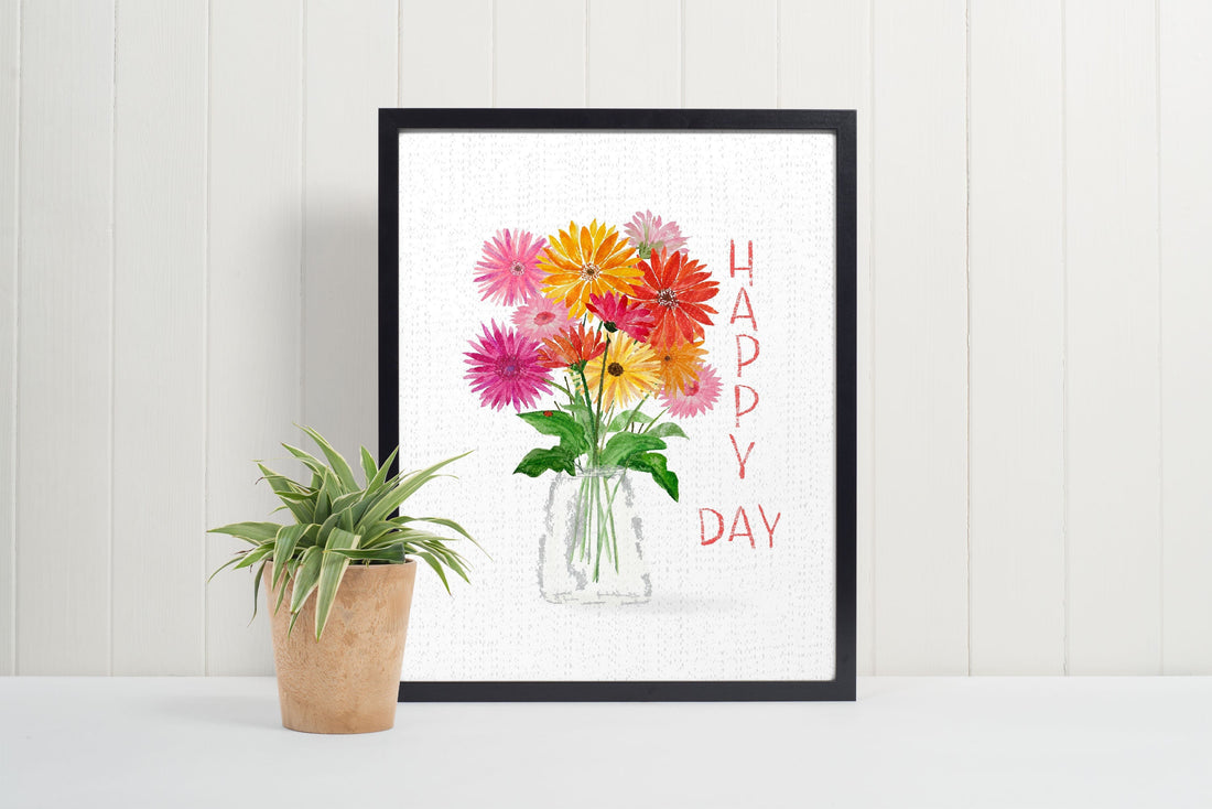 Gerbera Daisies_ Happy Day, Home Decor, Watercolor Giclee Print