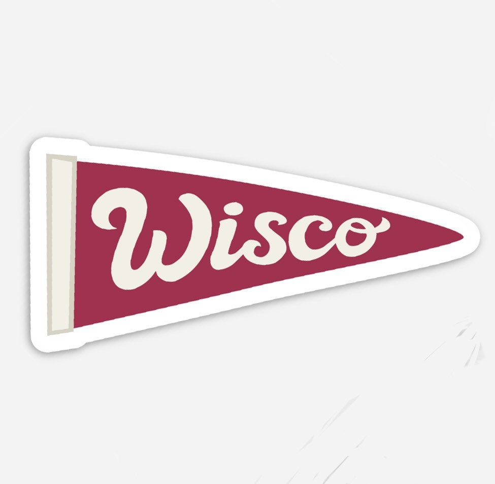 Wisco Pennant Sticker | Retro Wisconsin Pride Vinyl Decal | Laptop Water Bottle Accessory
