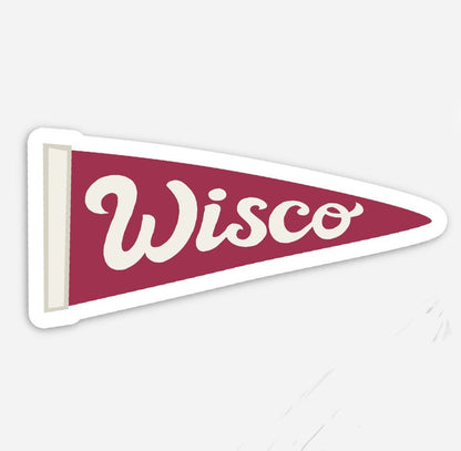 Wisco Pennant Sticker | Retro Wisconsin Pride Vinyl Decal | Laptop Water Bottle Accessory