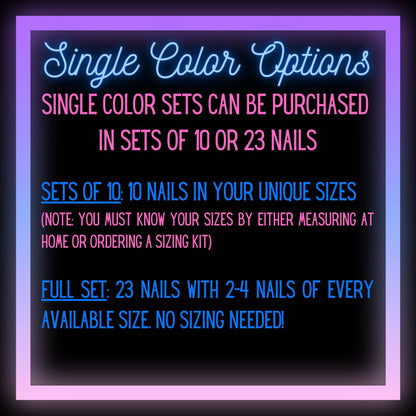 Spring Solid Color *Choose Your Color* - Hand-painted Reusable Press-On Nail Extensions 10 pcs